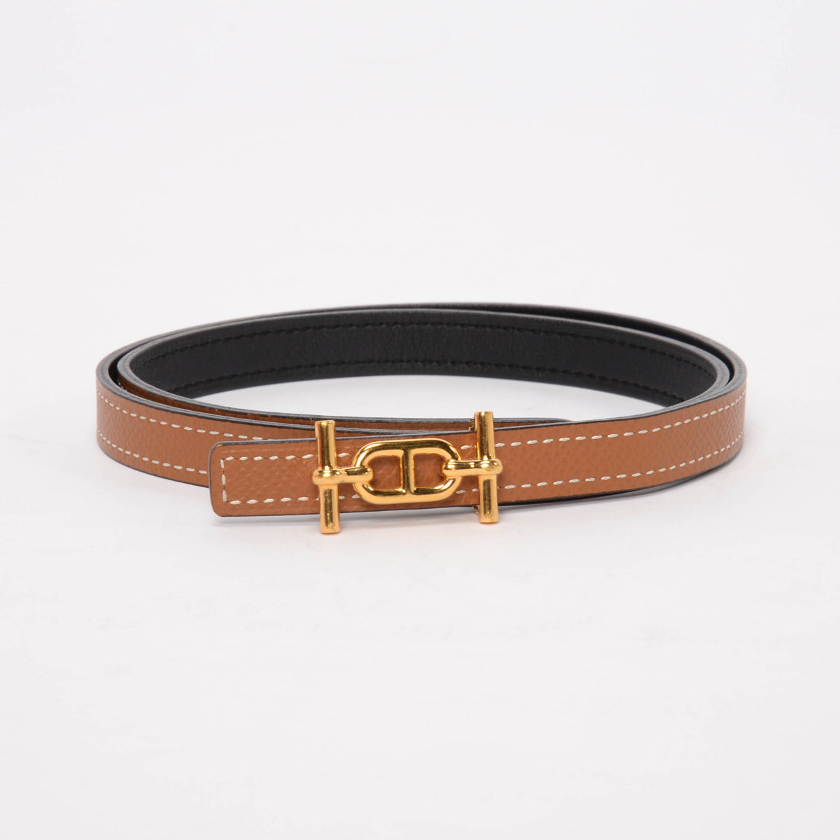 Hermes Black & Gold Epsom Ancre Reversible Belt