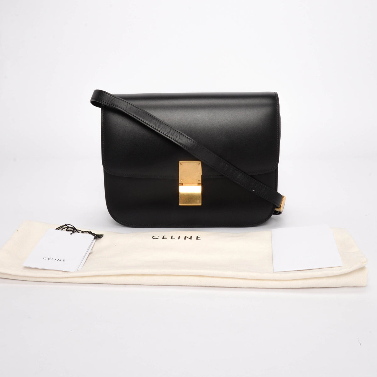 Celine Black Box Calf Classic Box Bag