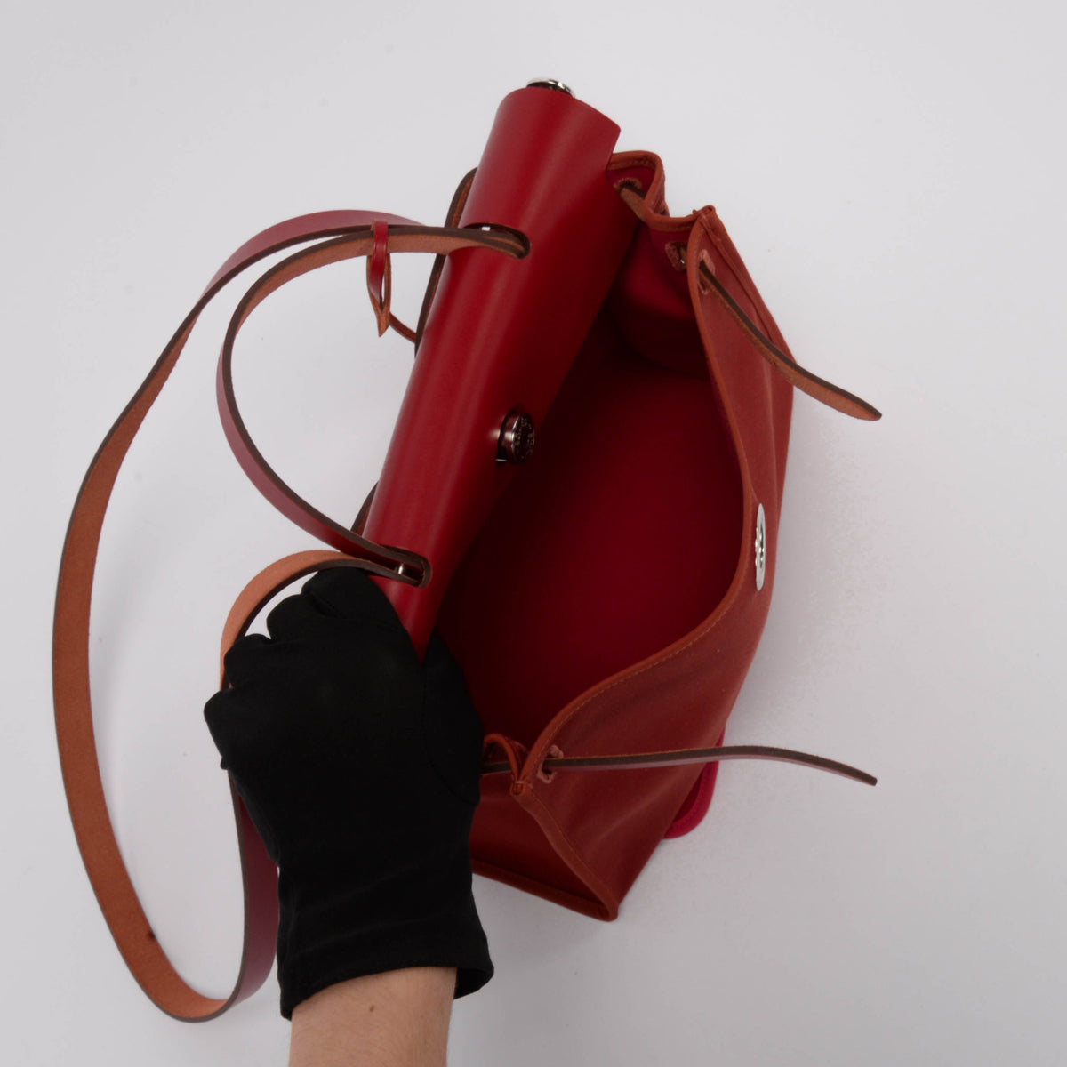 Hermes Rouge Piment Leather & Officier Canvas Herbag 31 Bag