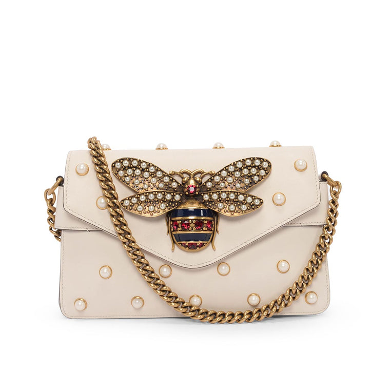 Gucci Cream Calfskin Mini Queen Margaret Broadway Bag