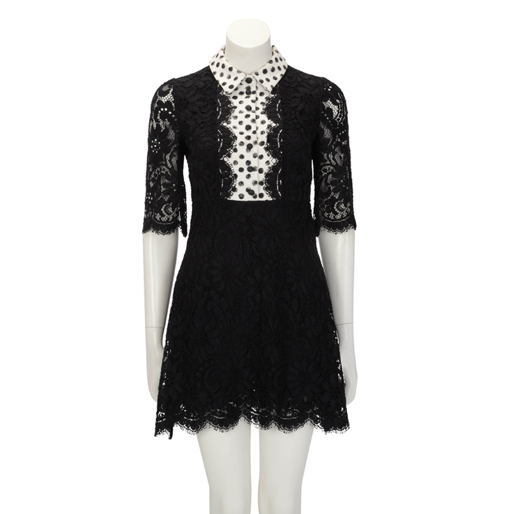 Dolce & Gabbana Black Lace Polka Dot Dress IT 40