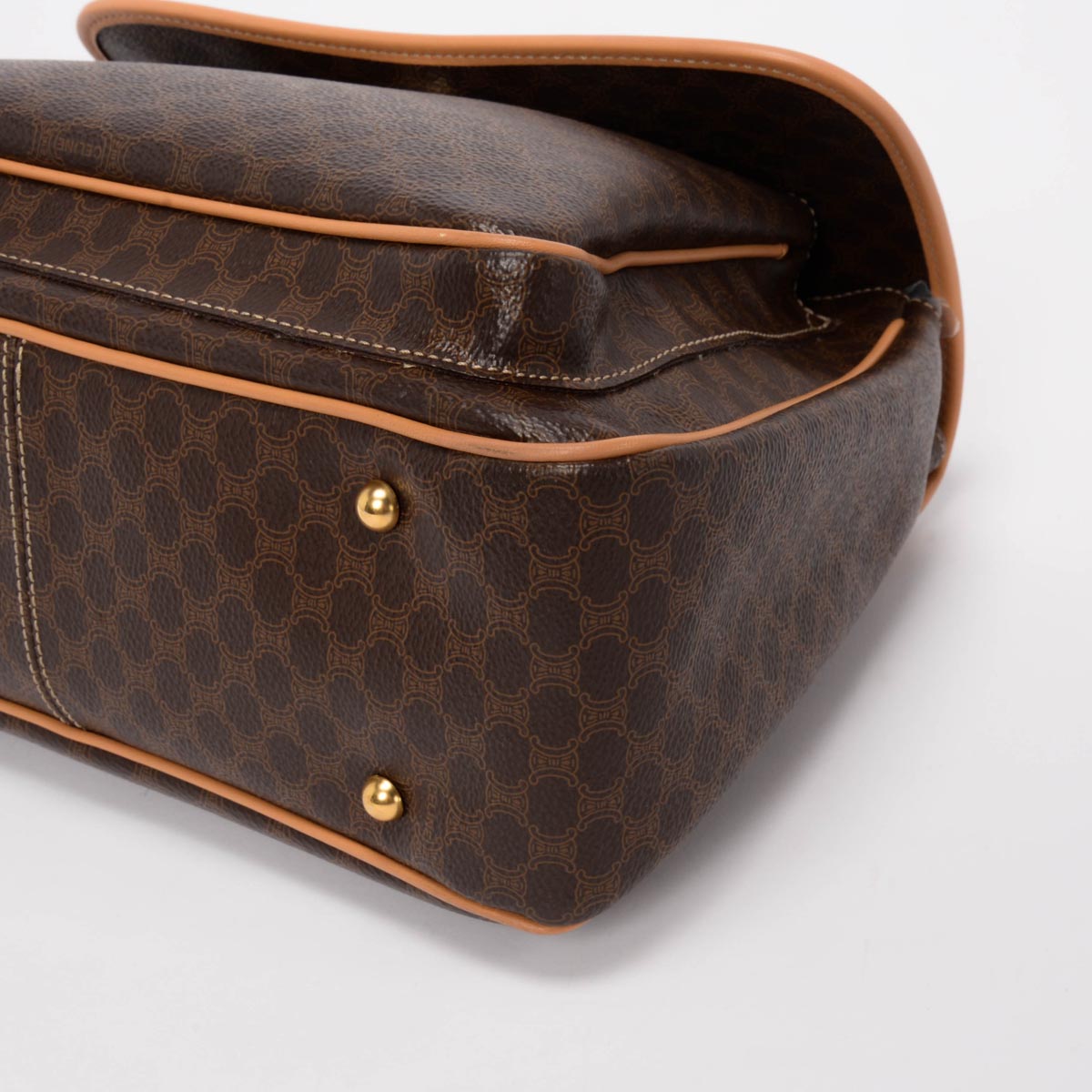 Celine Brown Triomphe Canvas Macadam Top Handle Bag