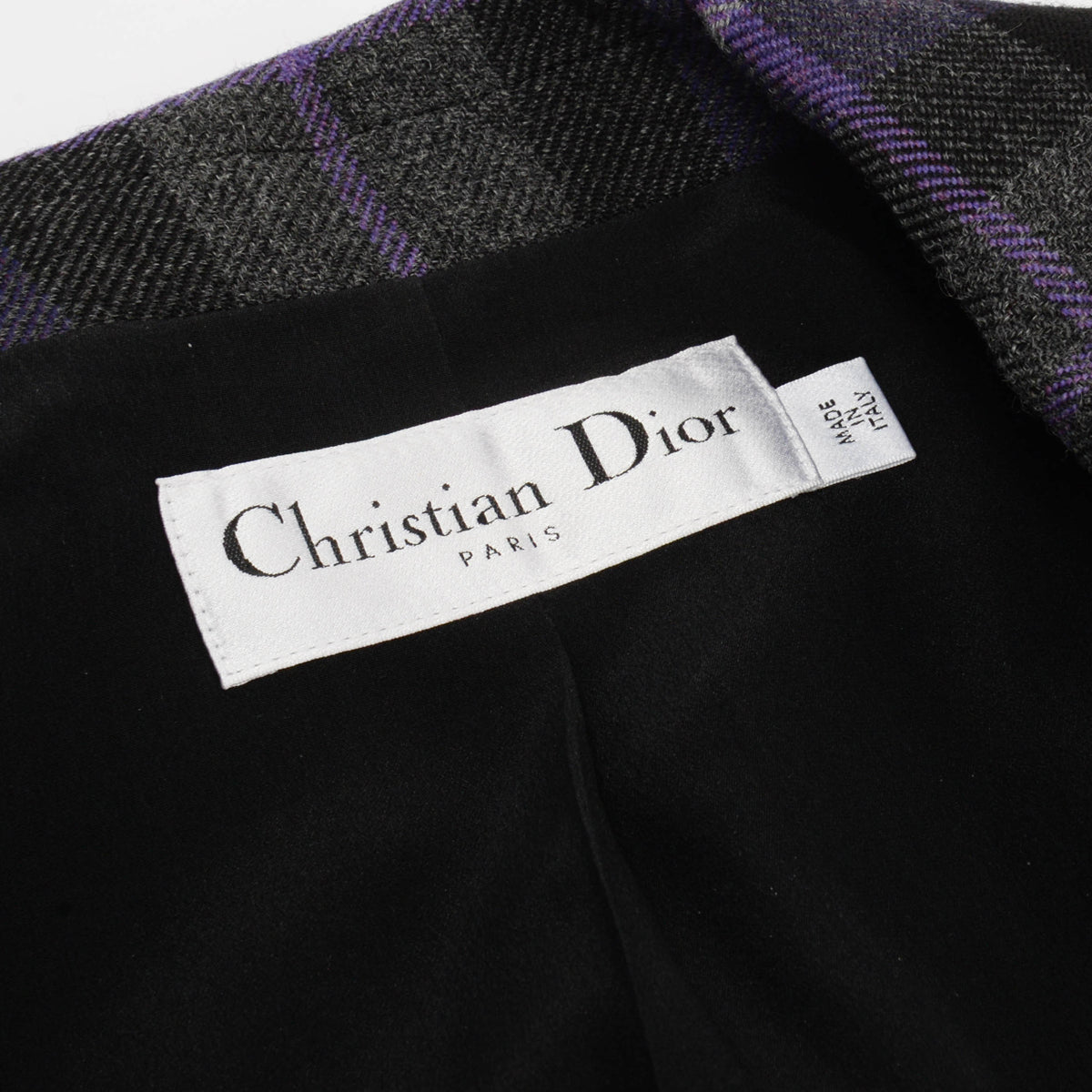 Dior Purple Wool Check'N'Dior Fitted Blazer FR 46