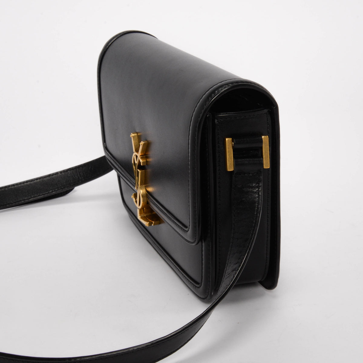 Saint Laurent Black Box Calf Medium Solferino Satchel Bag