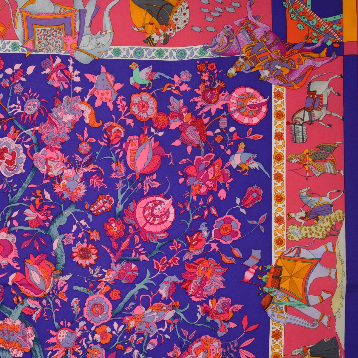 Hermes Purple Silk Fantaisies Indiennes Scarf
