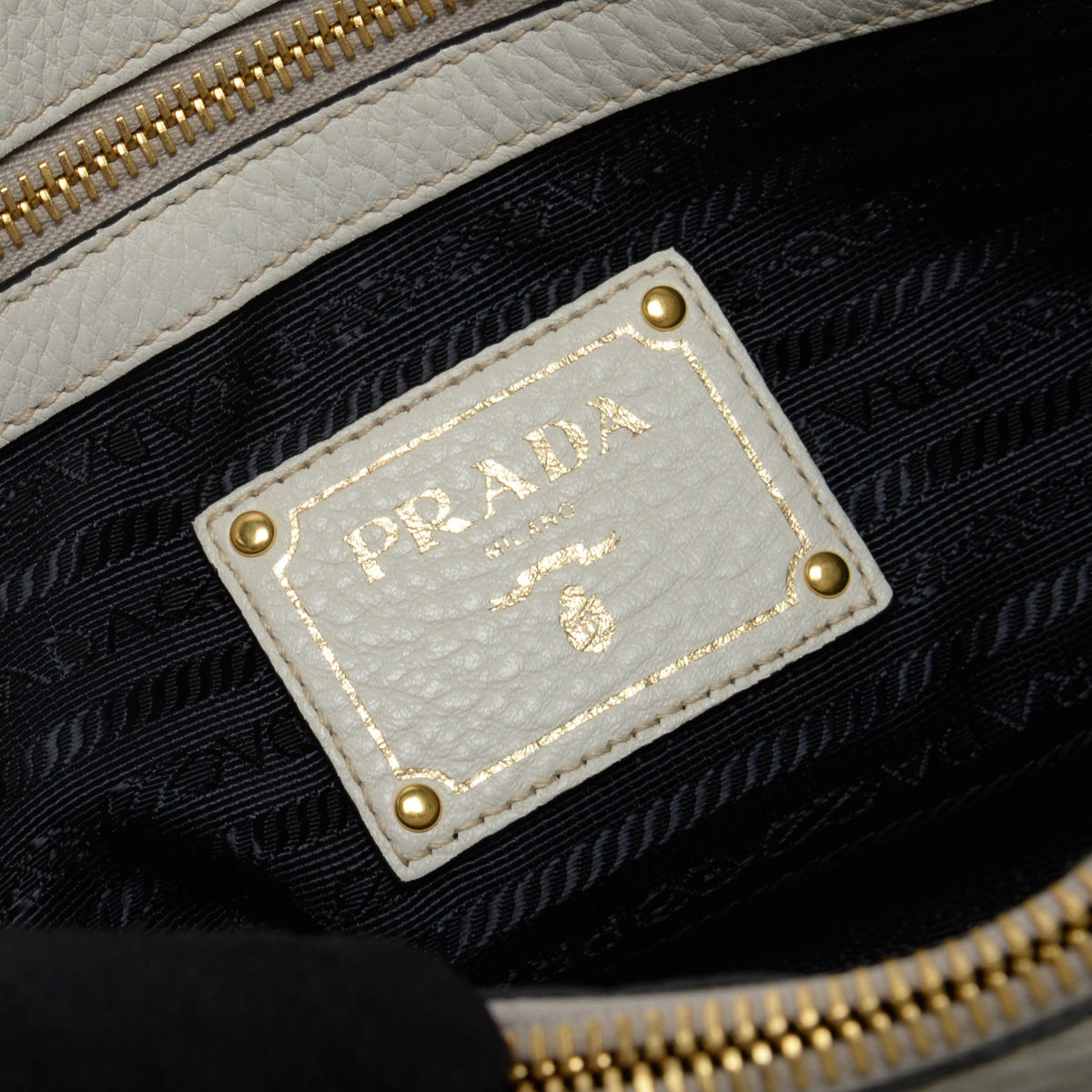 Prada Talco White Vitello Phenix Small Shoulder Bag