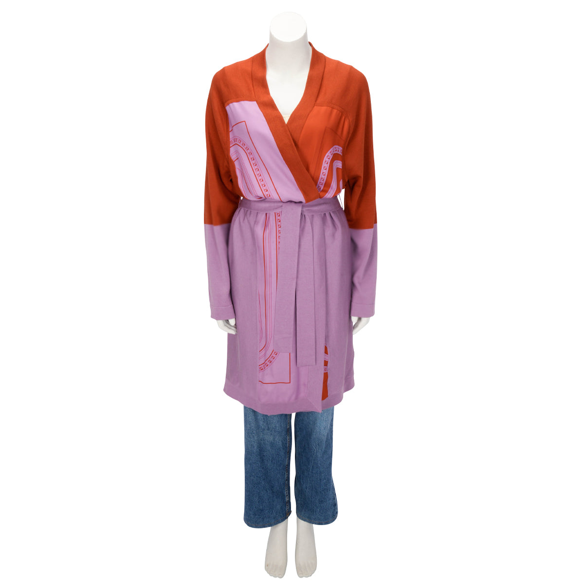 Hermes Violet Parme Silk Grand Tralala Belted Cardigan FR 46