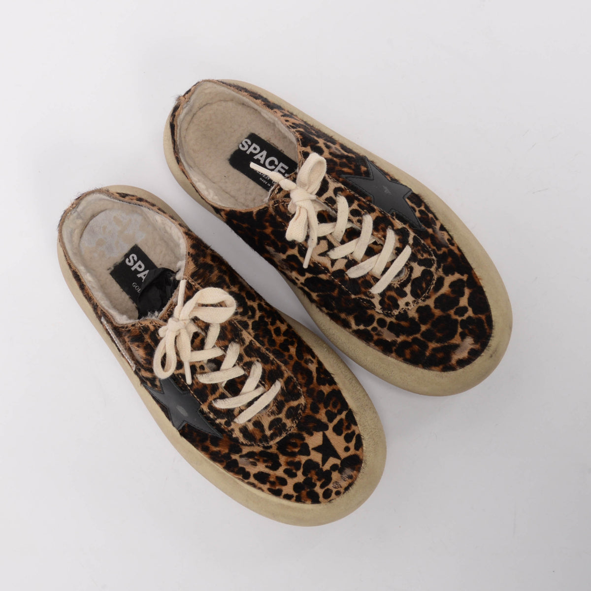 Golden Goose Leopard Print Pony Hair Space Star Sneakers 38