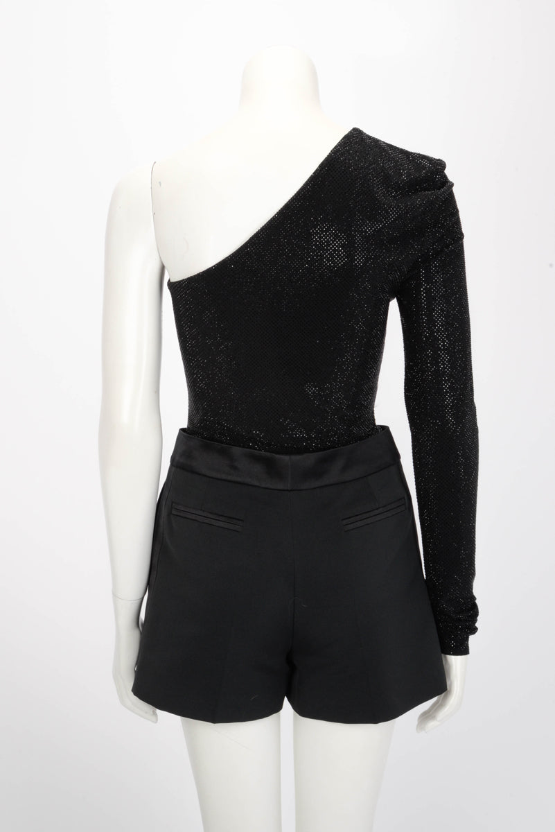 Alexandre Vauthier Black Crystal One Shoulder Bodysuit IT 42