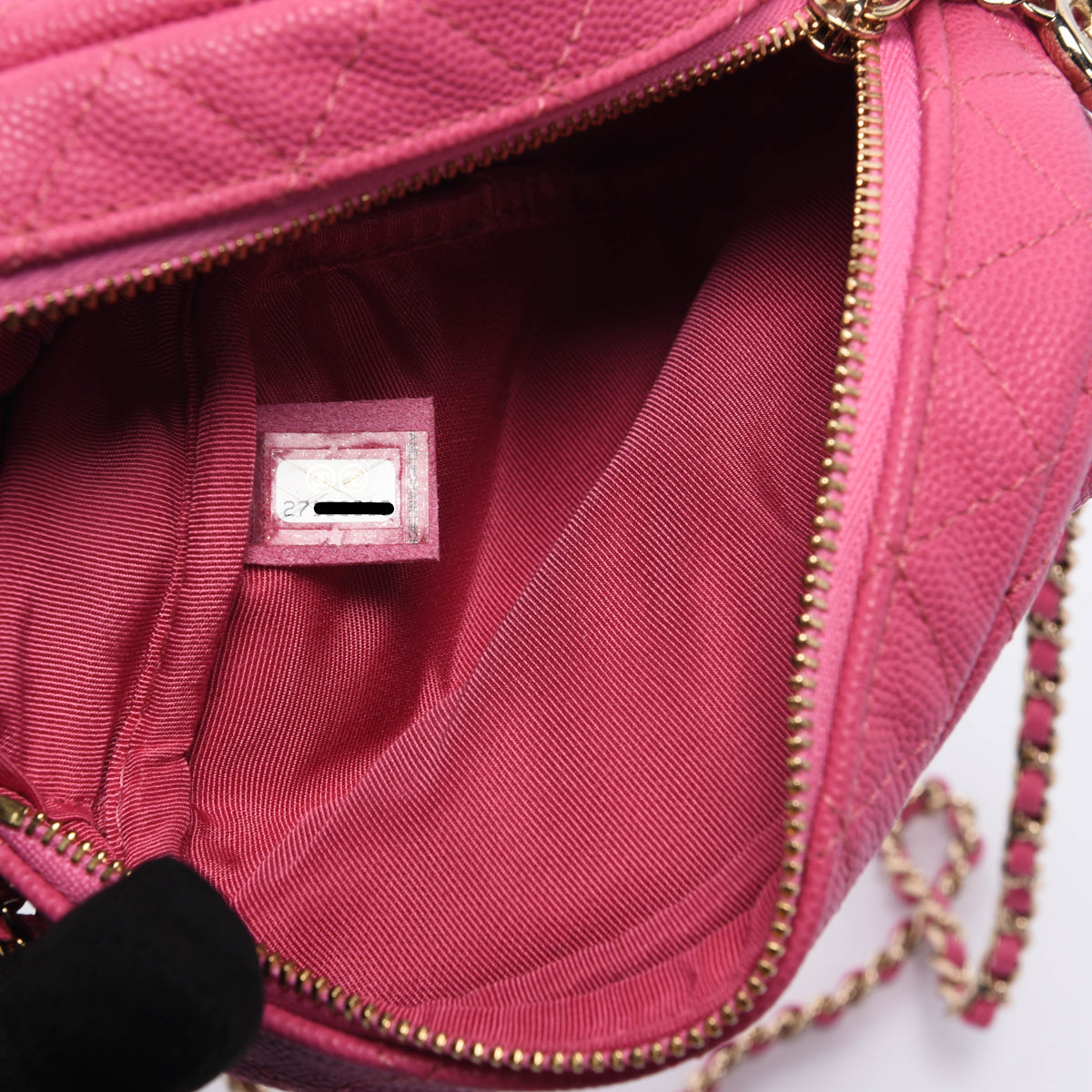 Chanel Pink Quilted Caviar CC Day Camera Case