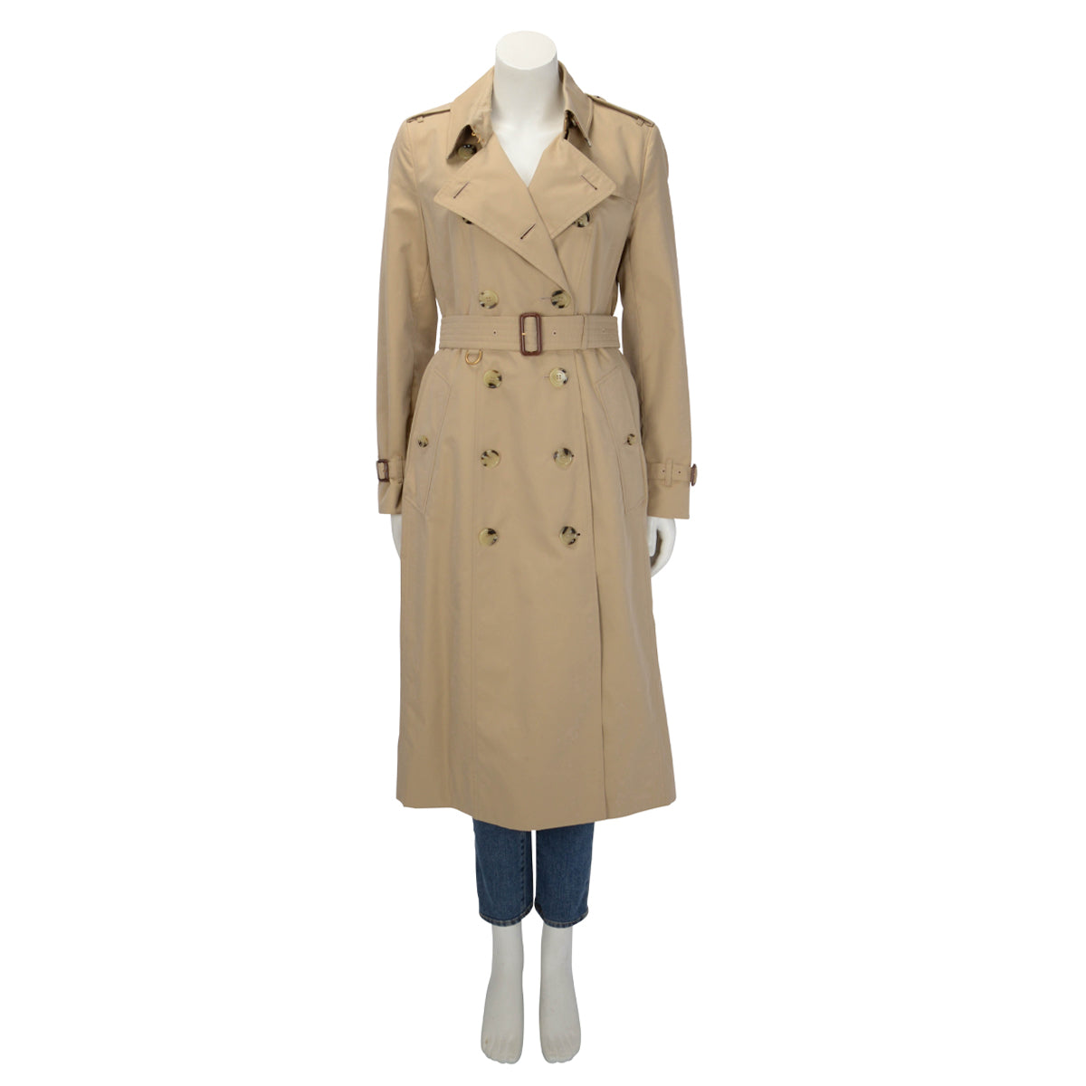 Burberry Honey Beige Cotton Chelsea Long Trench Coat UK 12