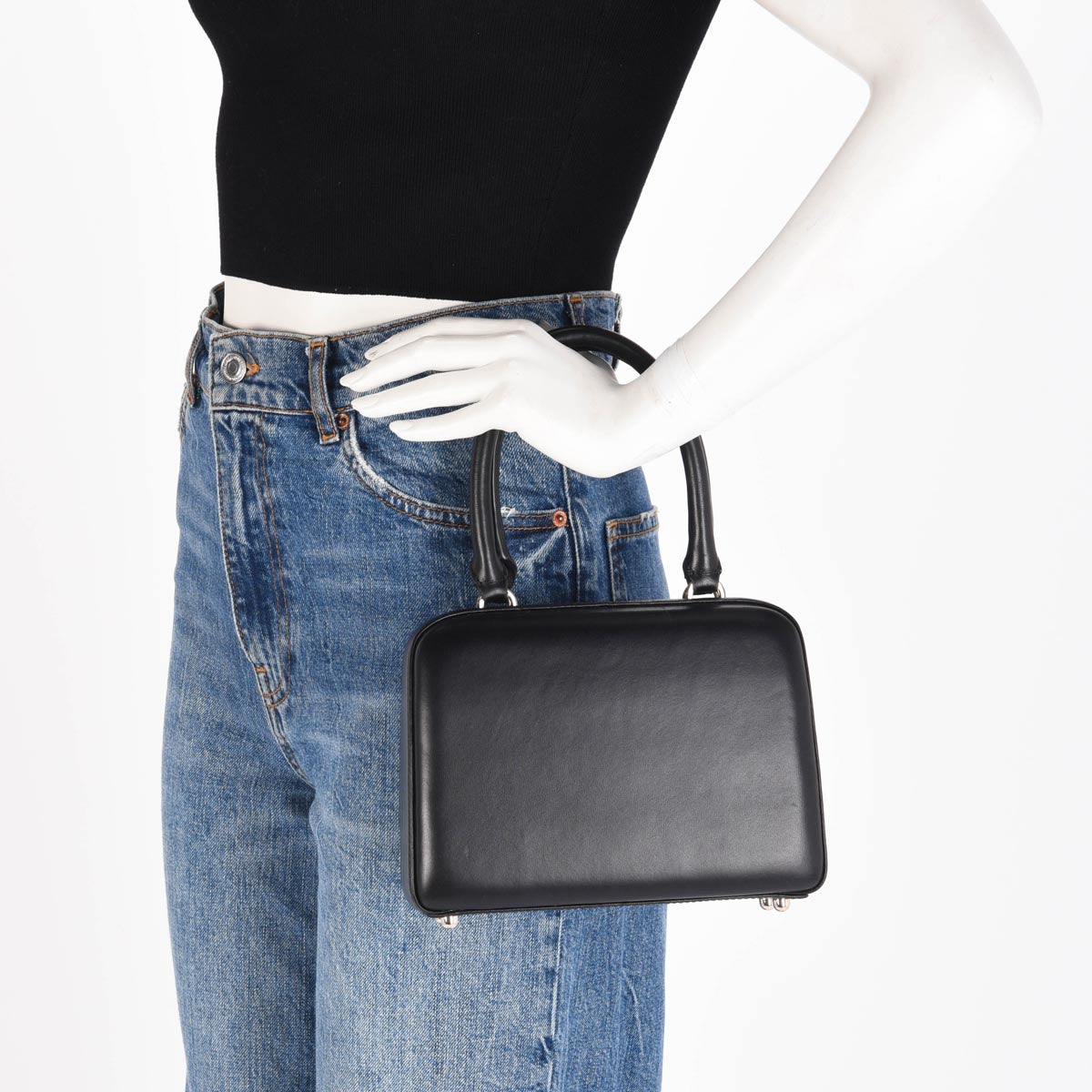 Simone Rocha Black Lambskin Mini Handheld Case With Pearl Strap