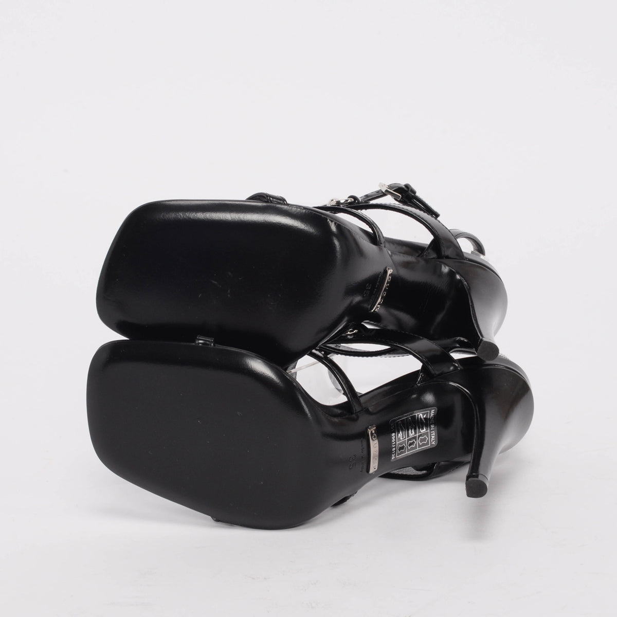 Gucci Black Nappa Horsebit Strappy Regent Sandals 35