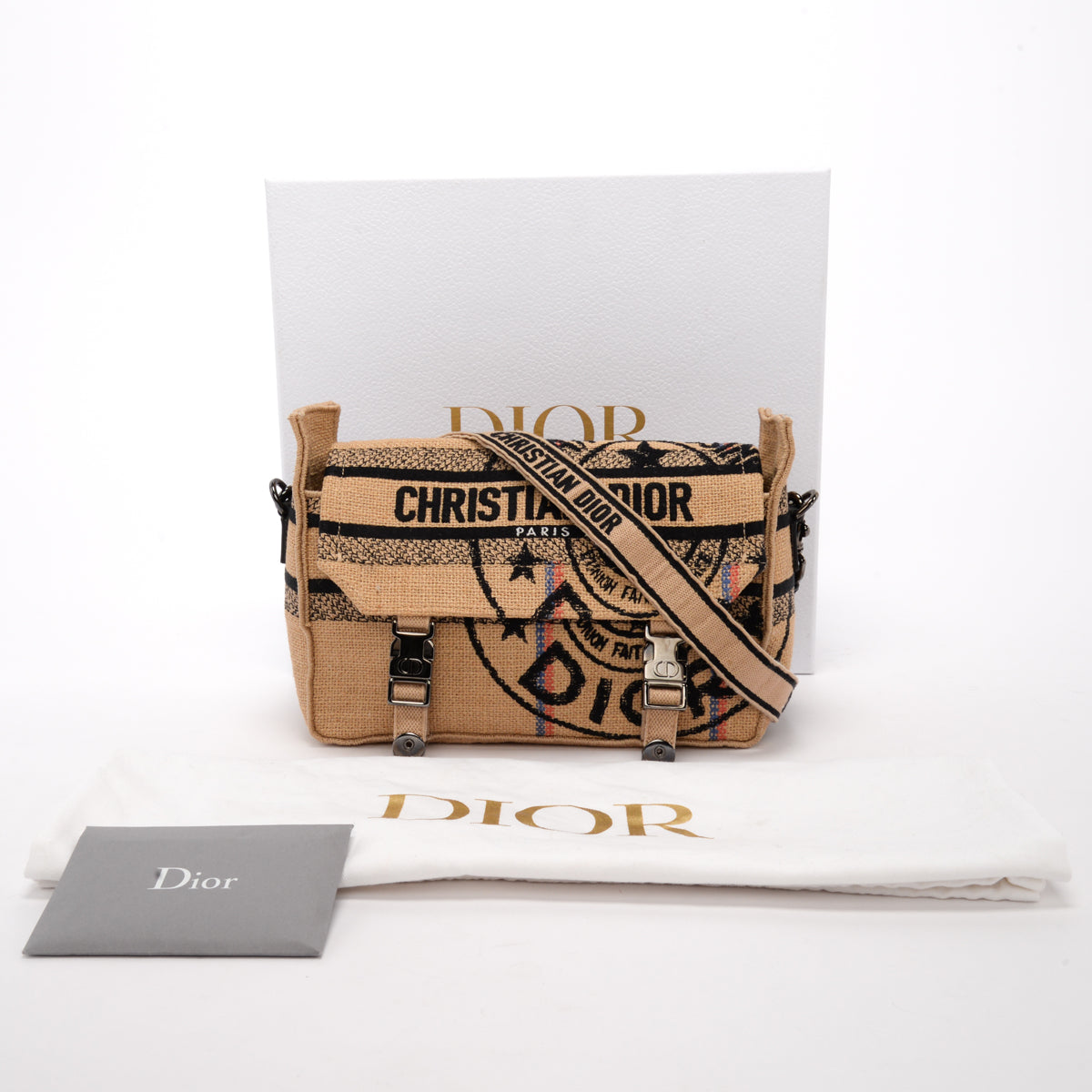 Dior Beige Jute Canvas DiorCamp Messenger Bag