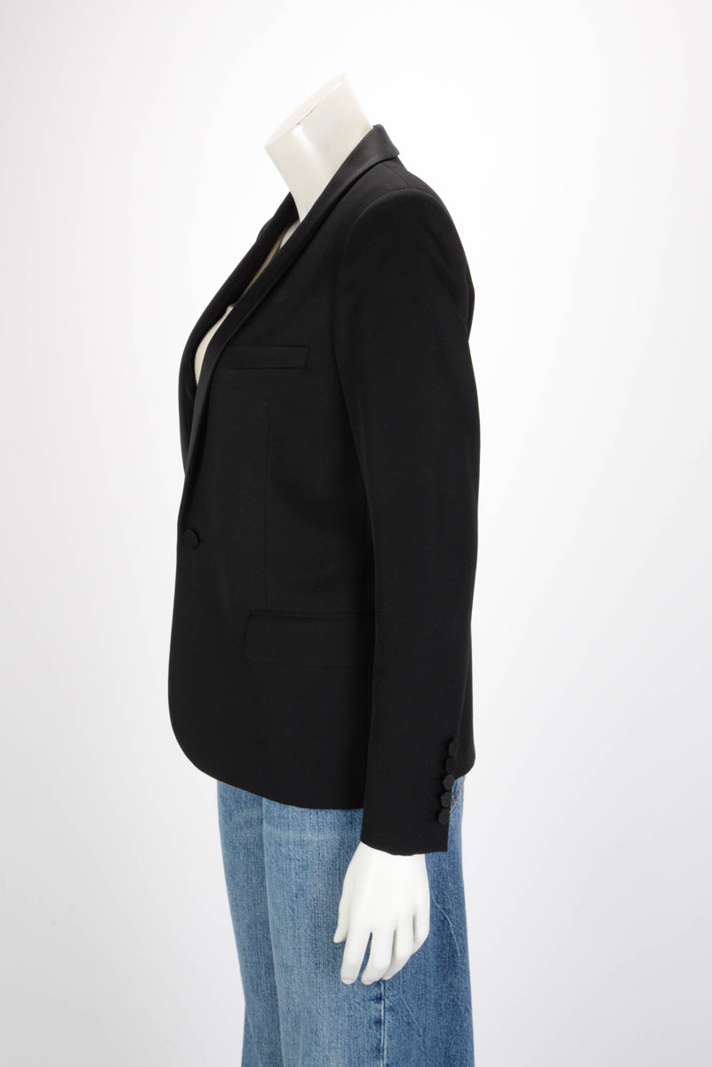 Saint Laurent Black Wool Tuxedo Style Blazer FR 42