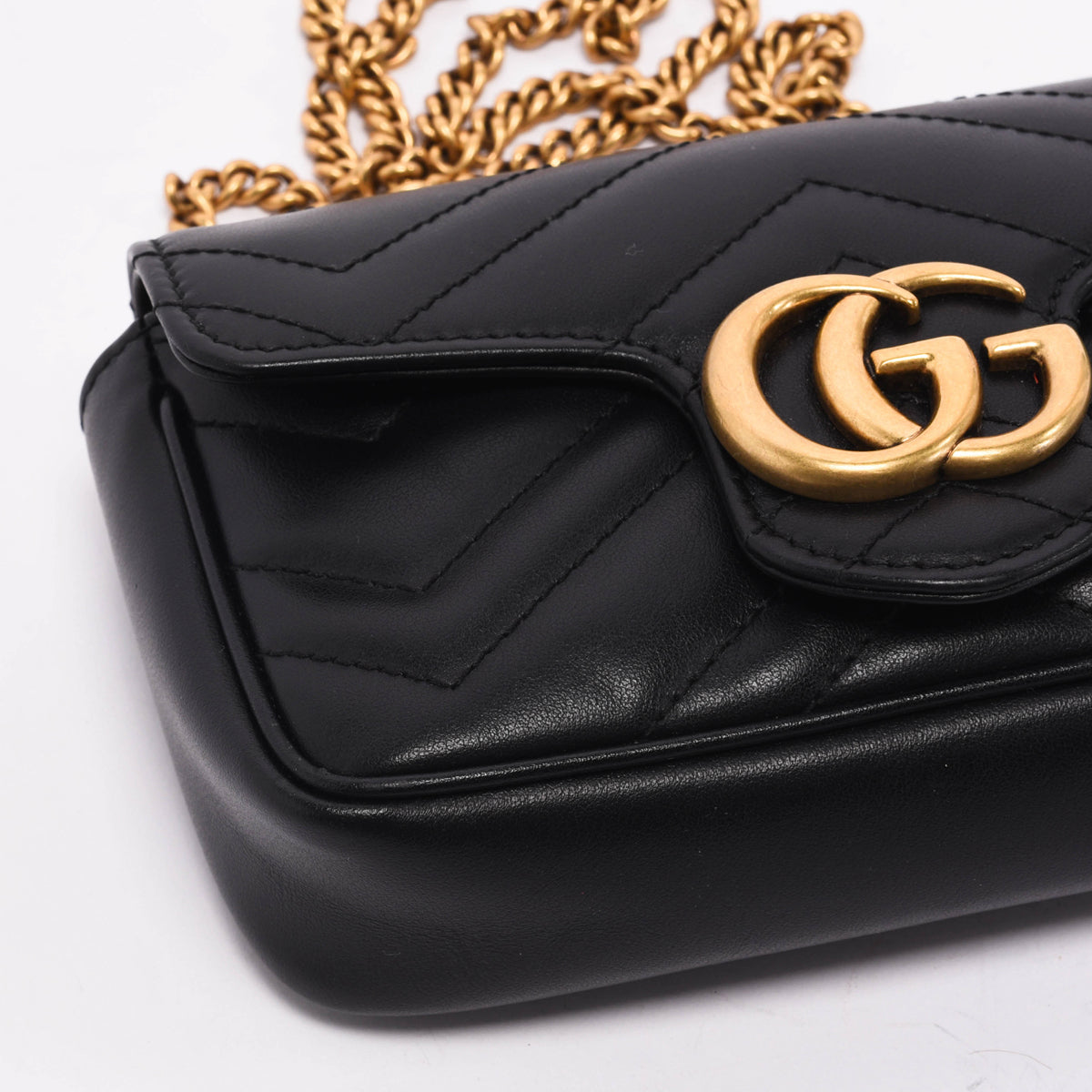 Gucci Black Matelasse GG Marmont Super Mini Bag