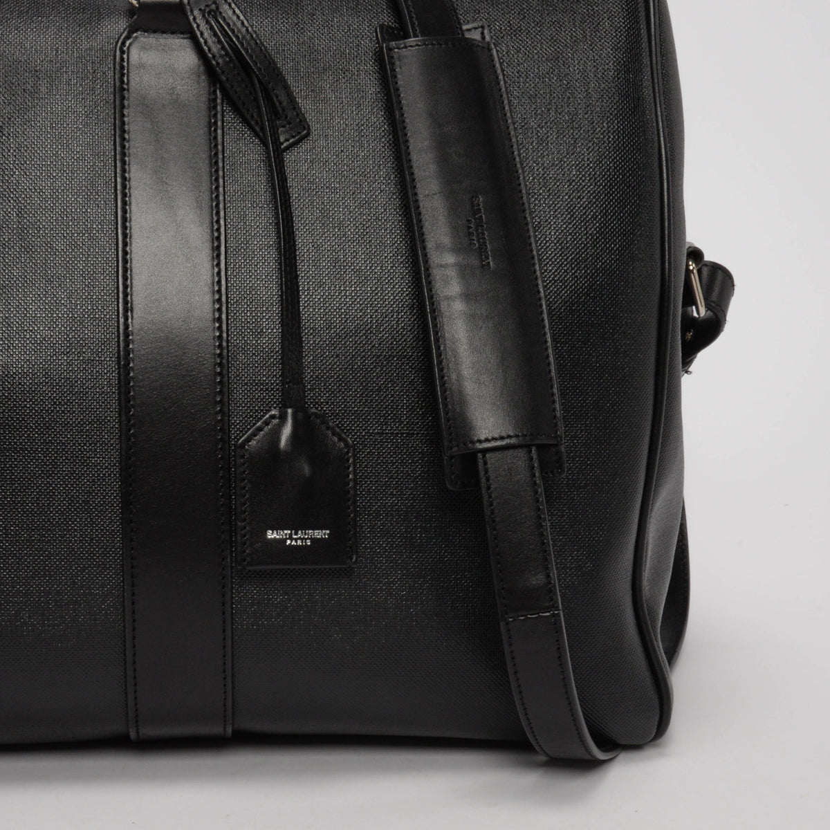 Saint Laurent Black Calfskin Classic Duffle 24 Overnight Bag