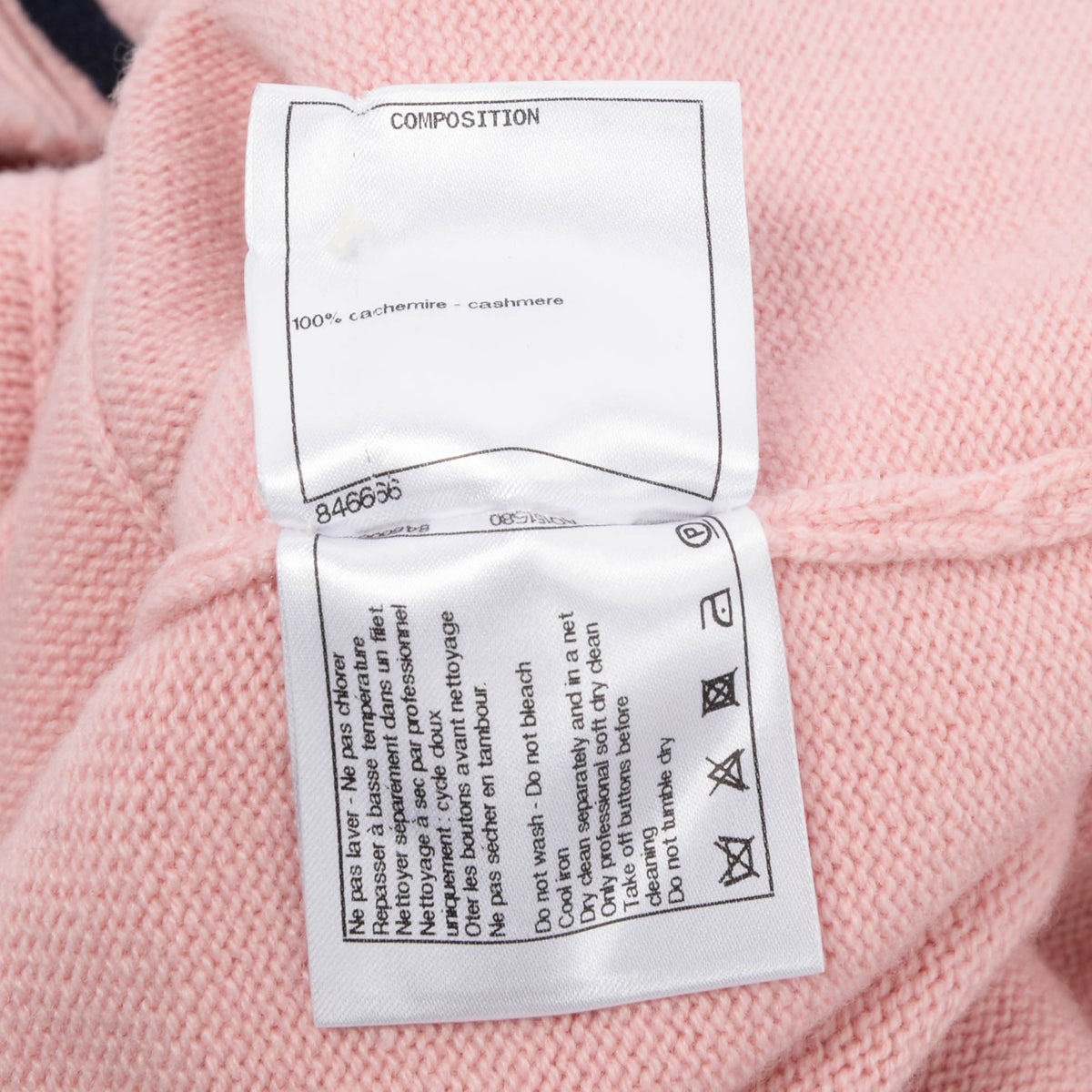 Chanel Pink & Navy Cashmere Knit Belted Long Sleeve Dress FR 40