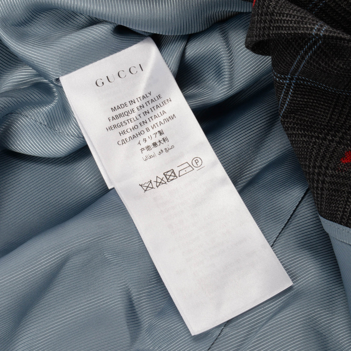Gucci Grey Wool Check Heart Embroidered Blazer IT 36