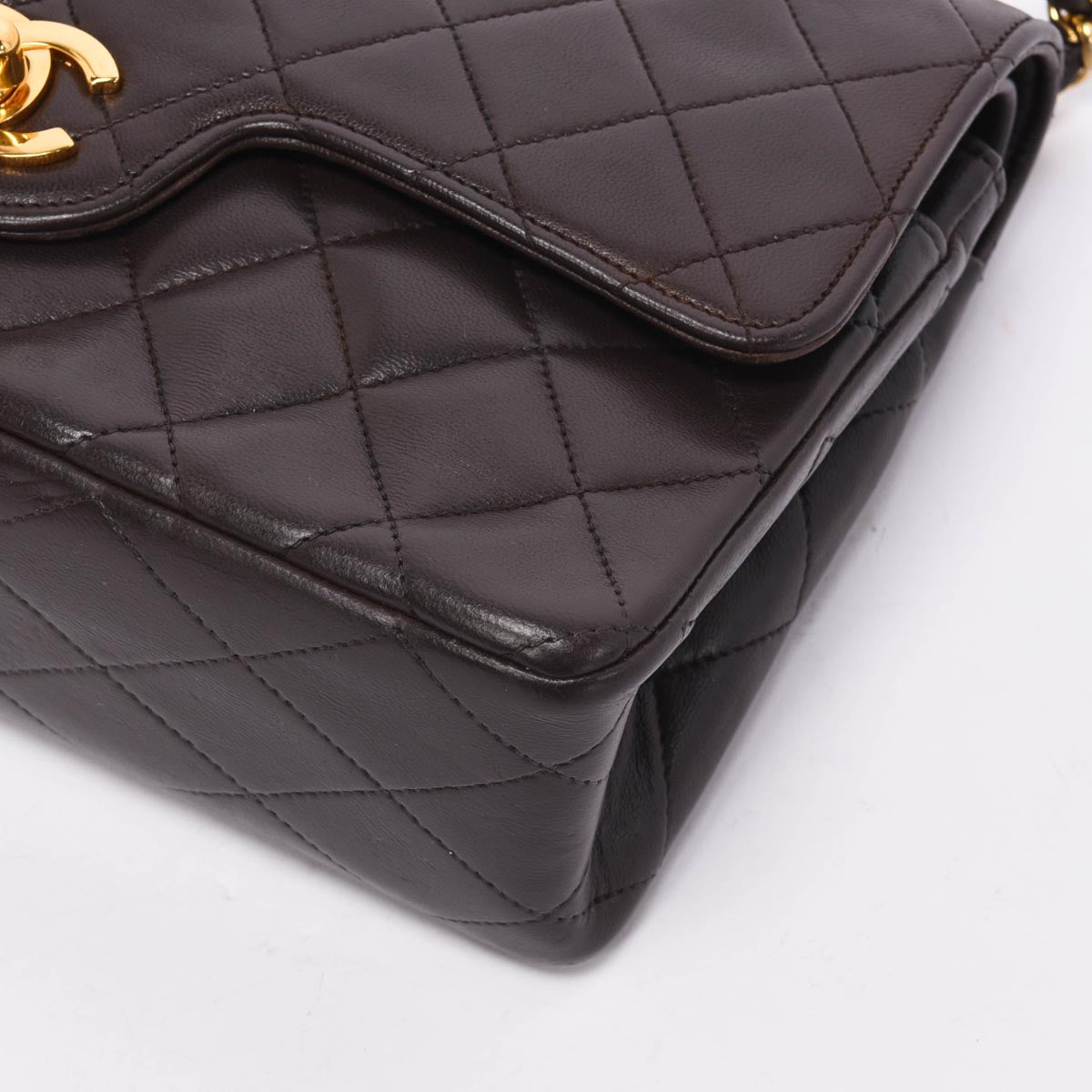Chanel Vintage Brown Quilted Lambskin Small Flap Bag