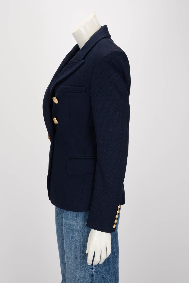 Balmain Navy Cotton Pique Classic DB Blazer FR 44