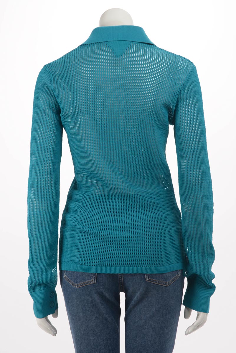 Bottega Veneta Blue Mesh Knit Cardigan M