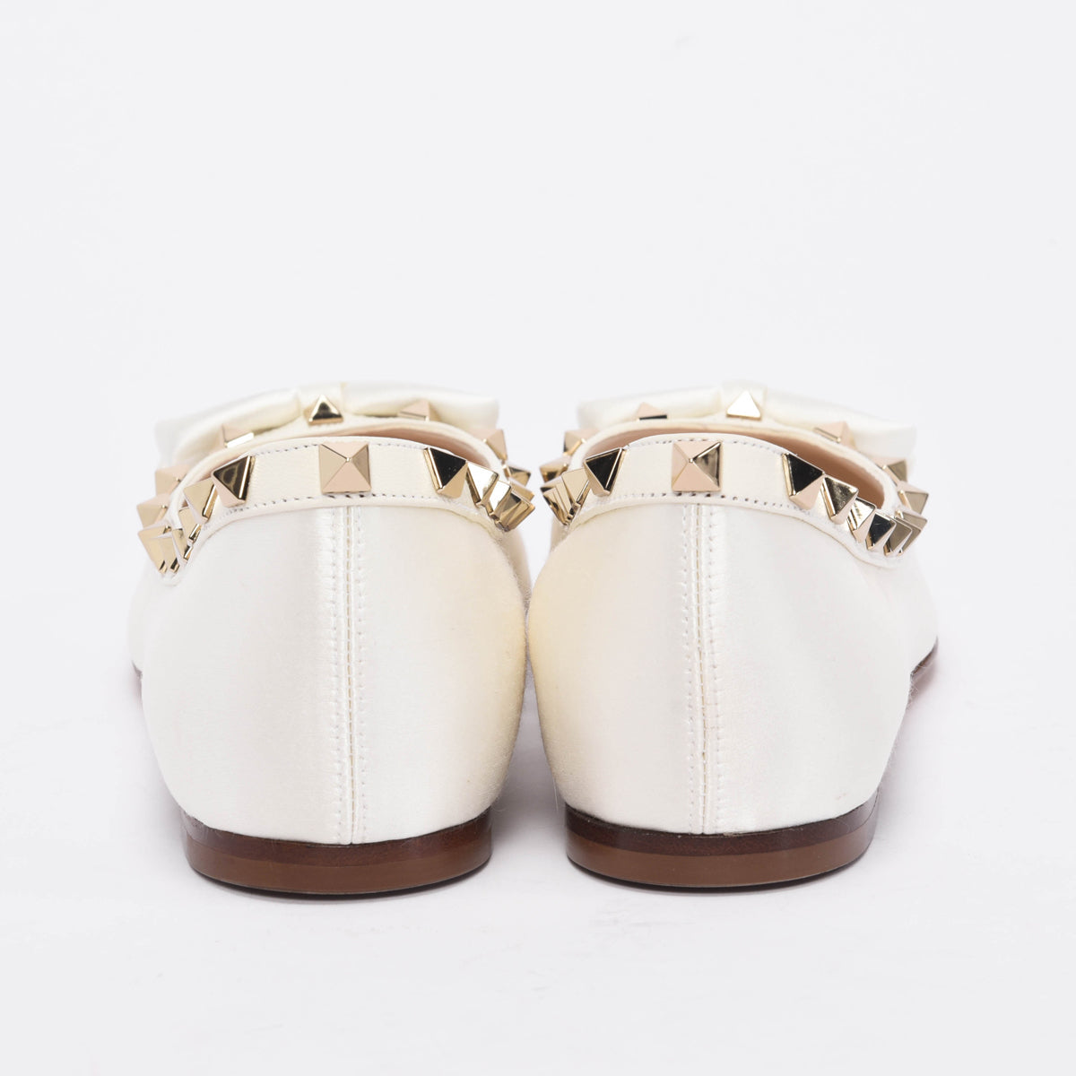 Valentino Ivory Satin Rockstud Ballet Flats 38