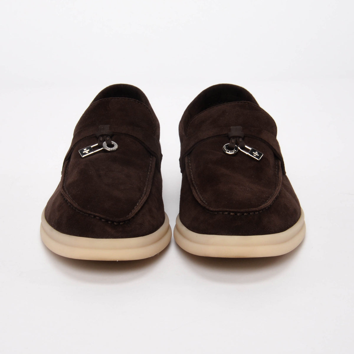 Loro Piana Chocolate Suede Summer Charms Walk Loafers 38