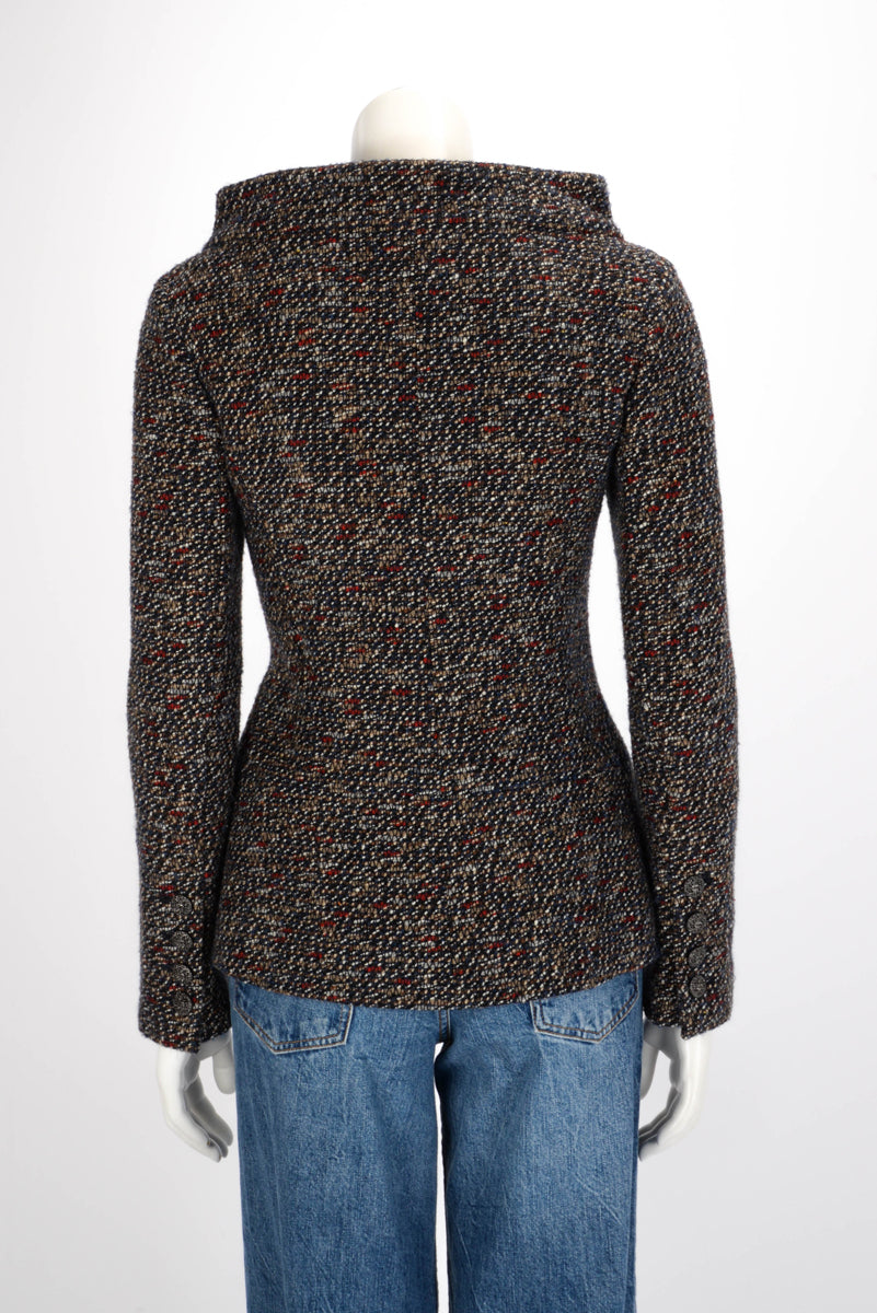 Chanel Multi Colour Fantasy Tweed High Collar Jacket FR 36