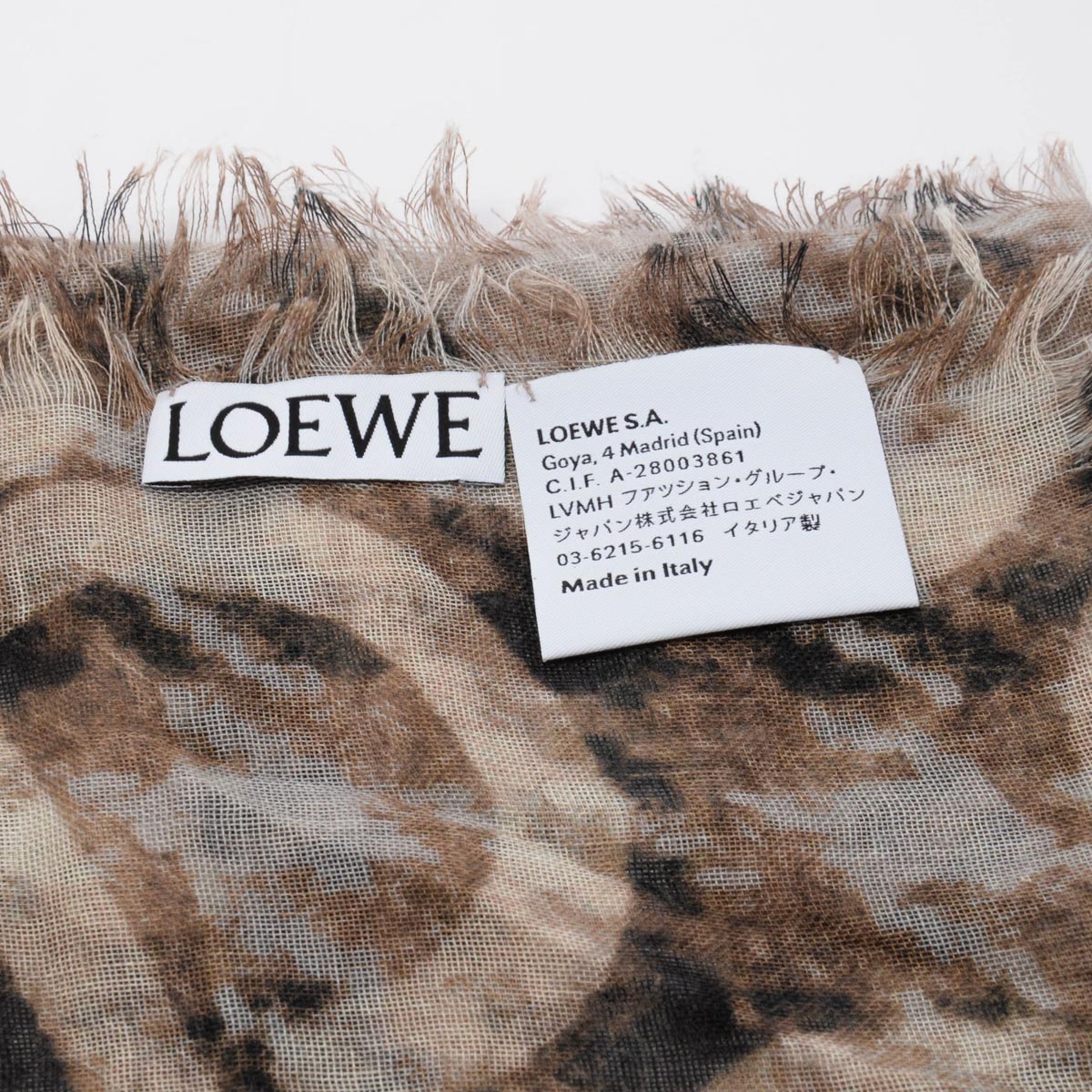 Loewe Taupe Cashmere & Silk Anagram Shawl