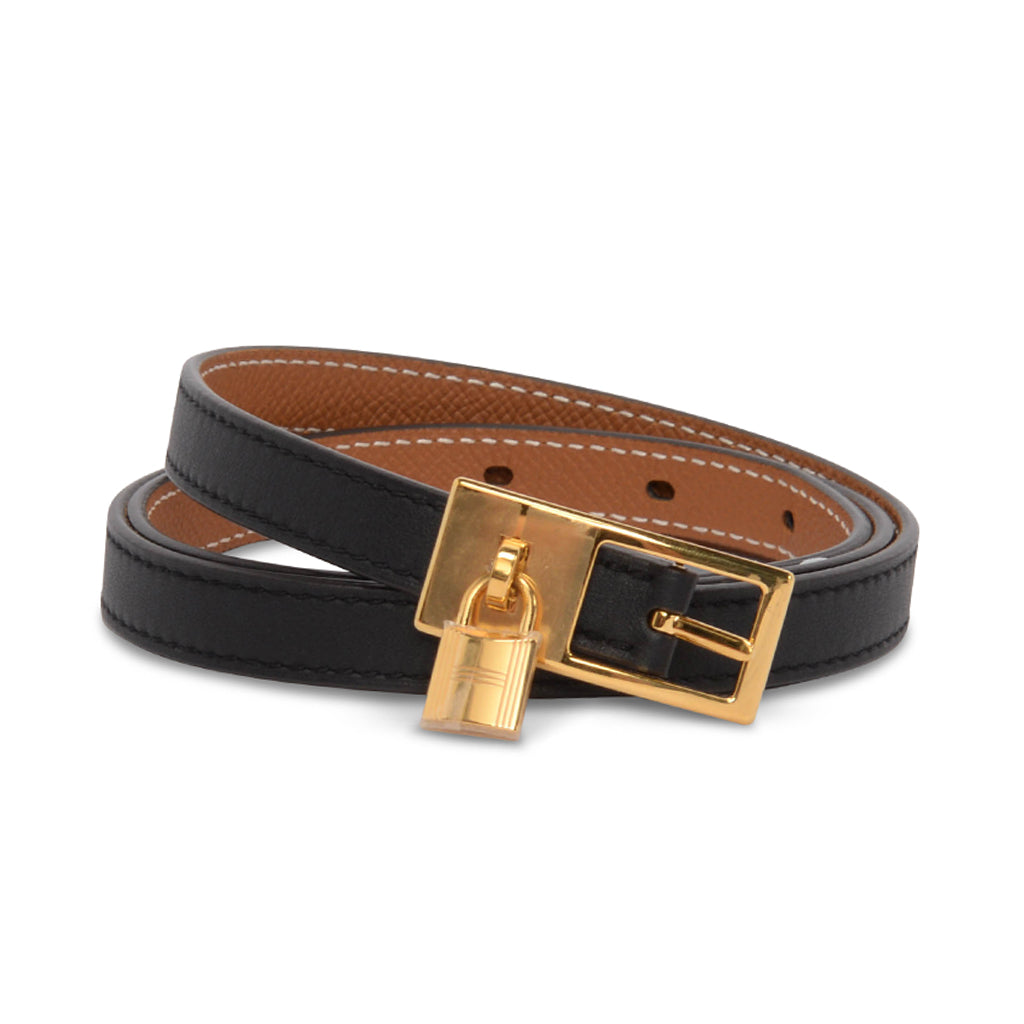 Hermes Black & Gold Epsom Lucky 15 Reversible Belt