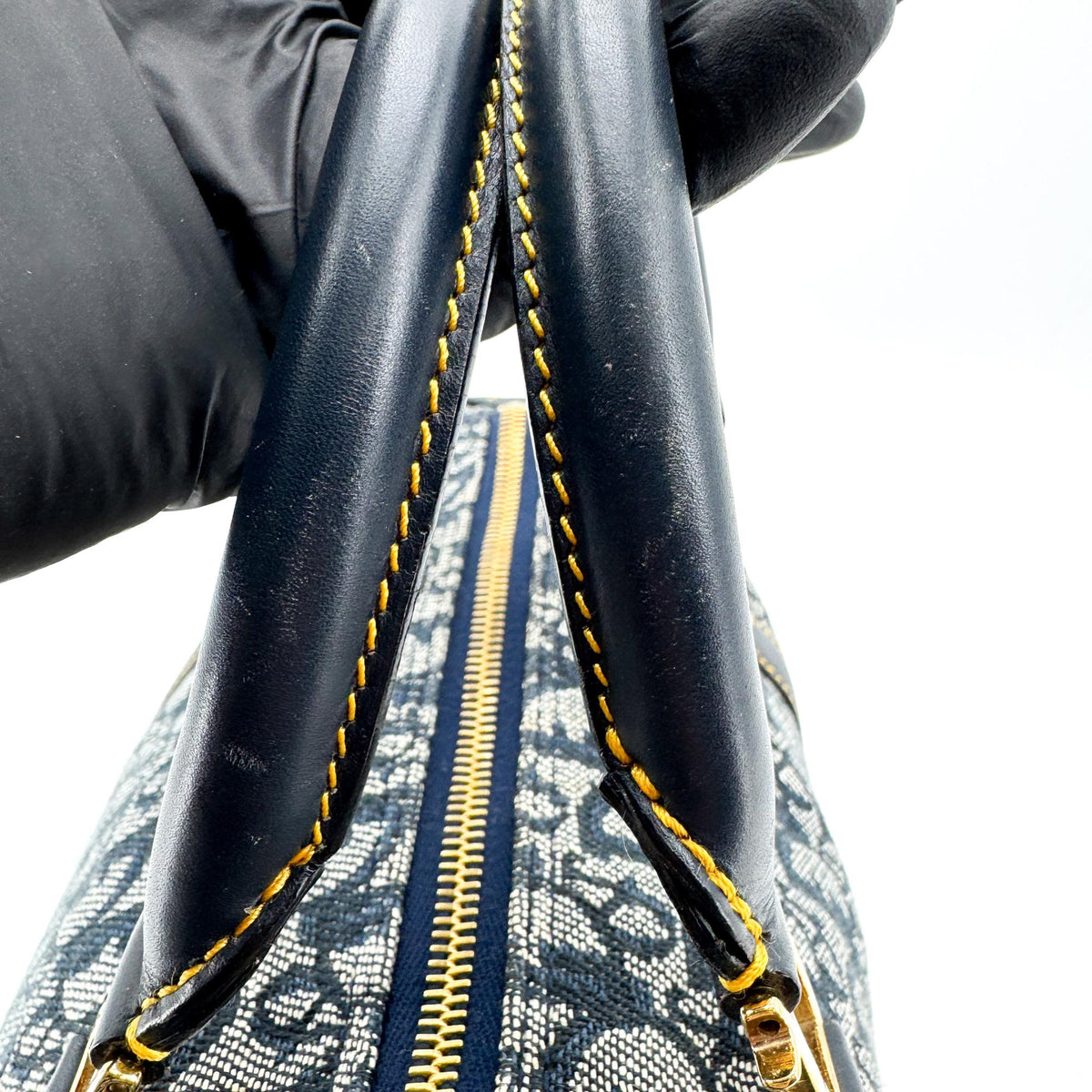 Dior Vintage Blue Diorissimo Canvas Trotter Small Boston Bag