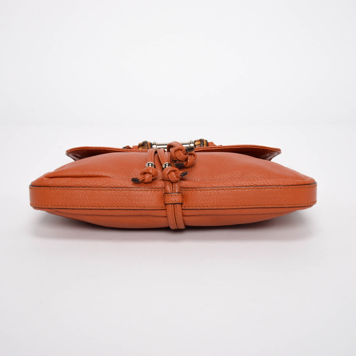 Gucci Orange Grained Leather Croisette Bamboo Evening Bag