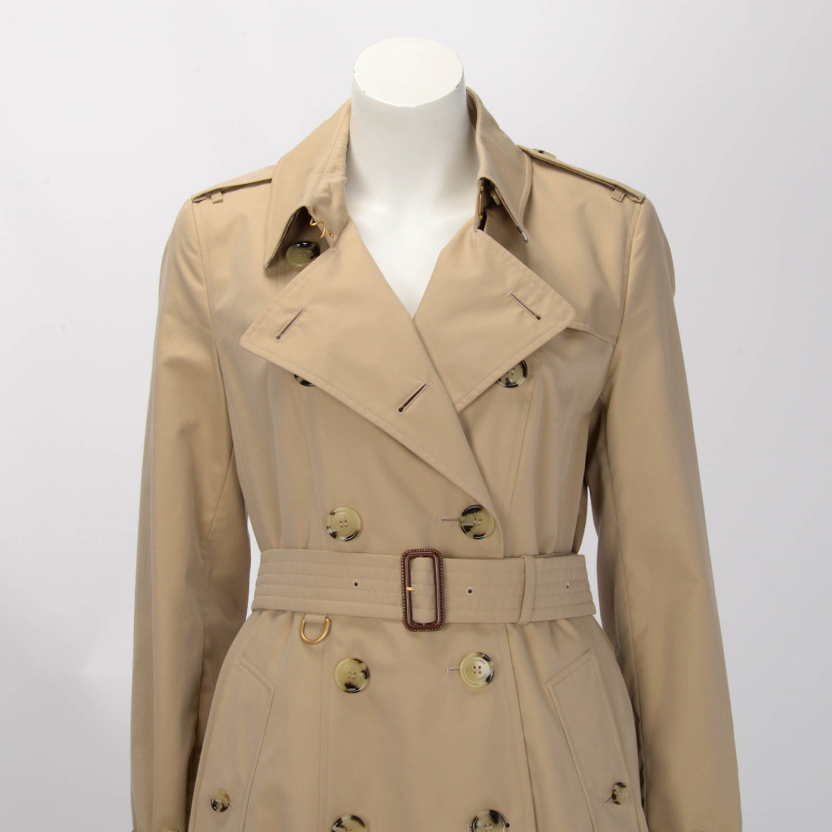 Burberry Honey Beige Cotton Chelsea Long Trench Coat UK 12