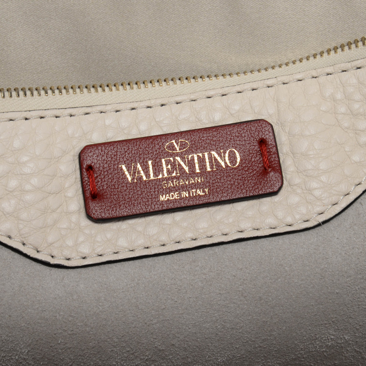 Valentino Ivory Grainy Calfskin Rockstud Tote