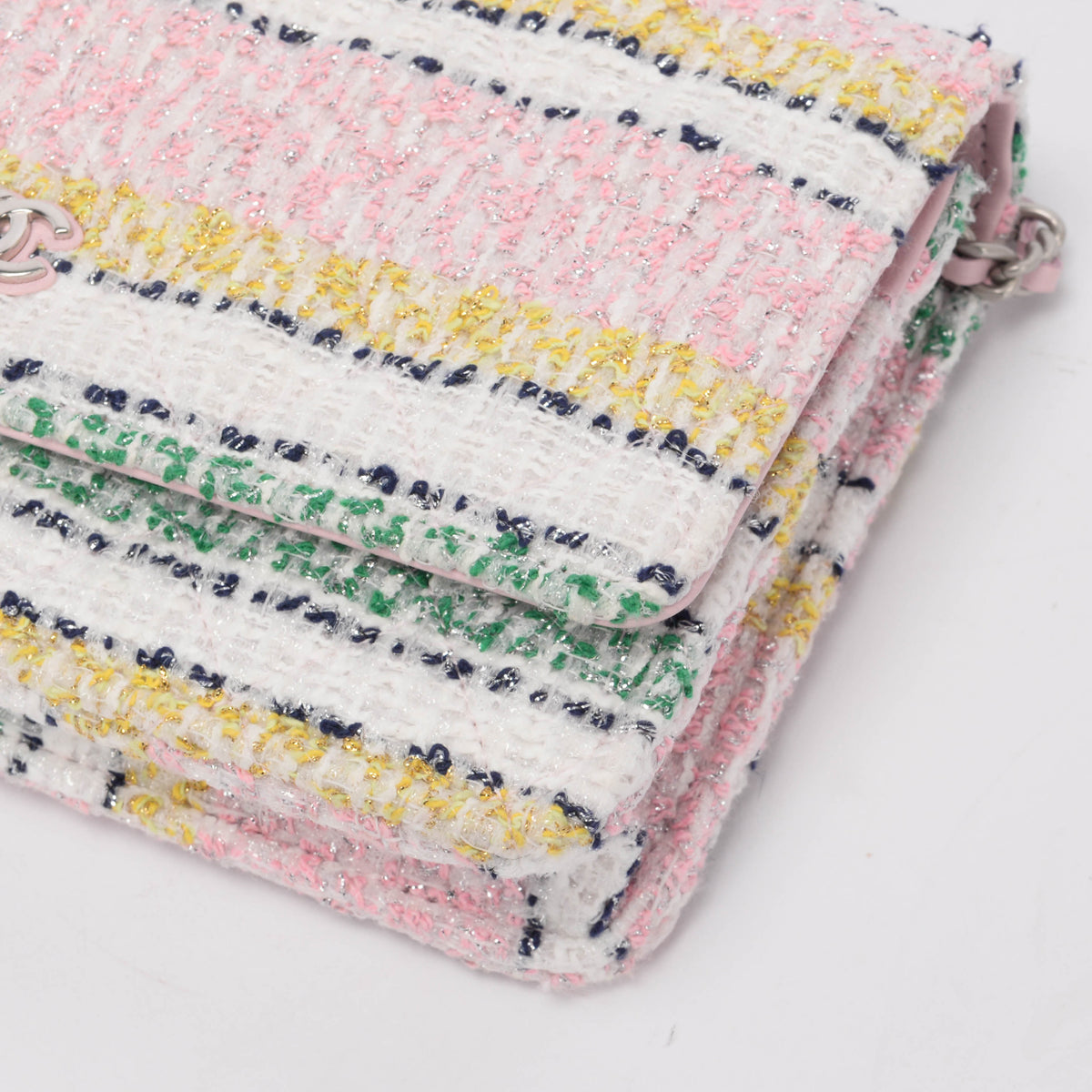 Chanel Pastel Quilted Tweed Classic Wallet On Chain Mini Bag