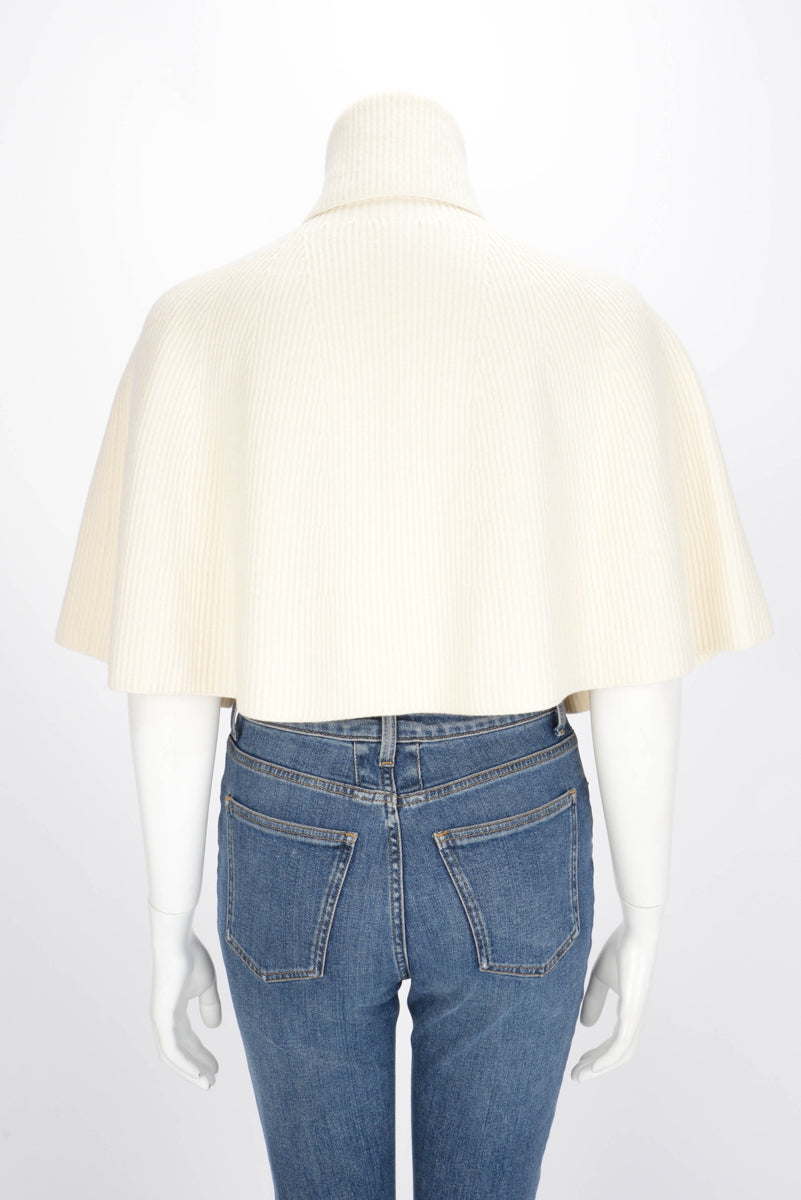 Chanel Ecru Wool Knit Gripoix Button Cape FR 38