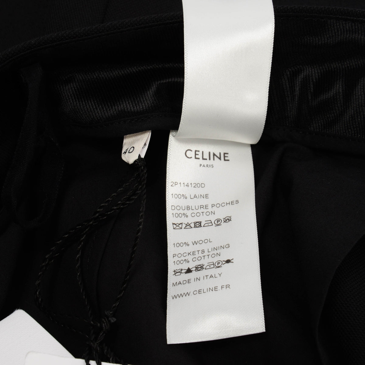 Celine Black Grain de Poudre New Wave Pants FR 40