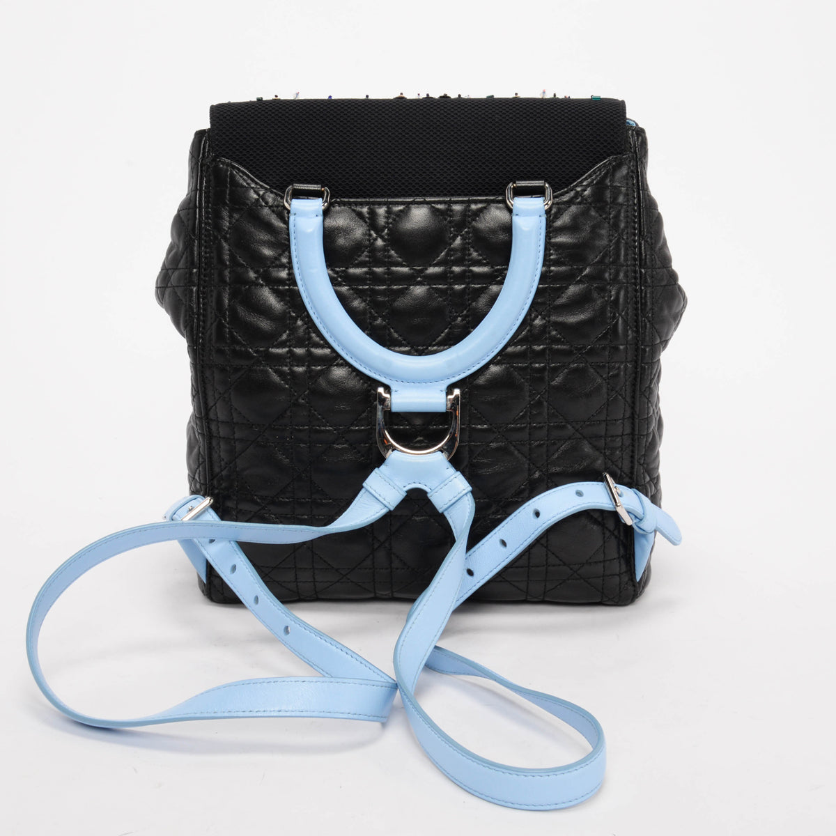 Dior Black Cannage Lambskin Embellished Stardust Small Backpack