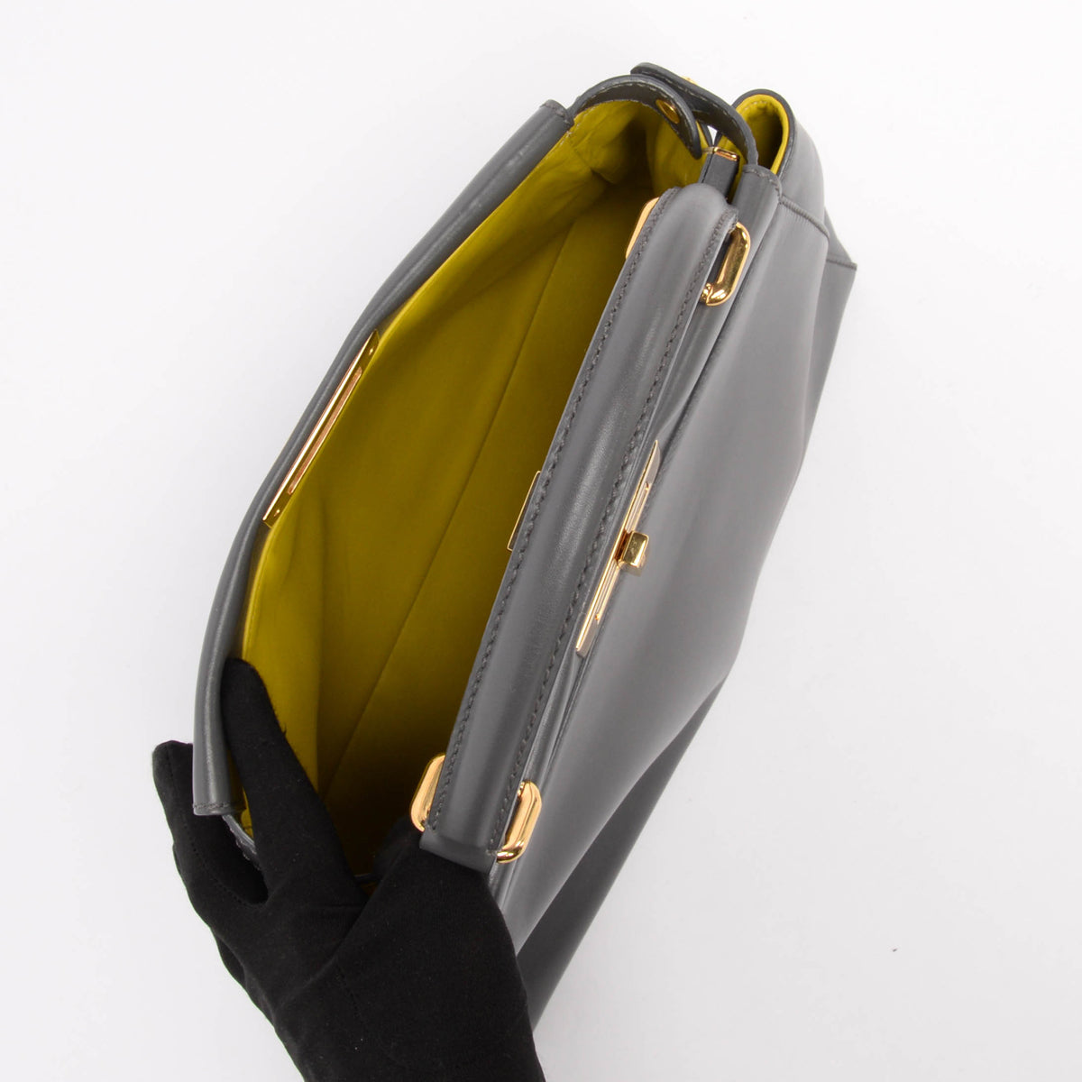 Fendi Dark Grey Nappa Medium Peekaboo Bag