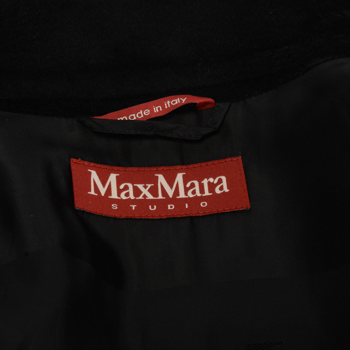 Max Mara Studio Black Wool High Neck Coat IT 40