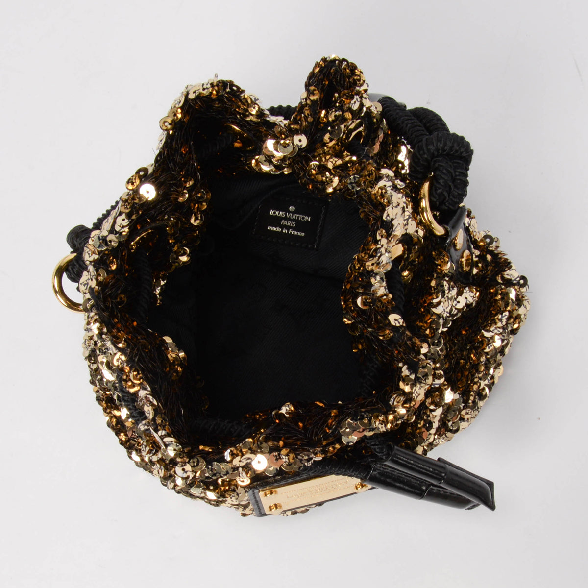 Louis Vuitton Gold Sequin Mini Noe Rococo Bag