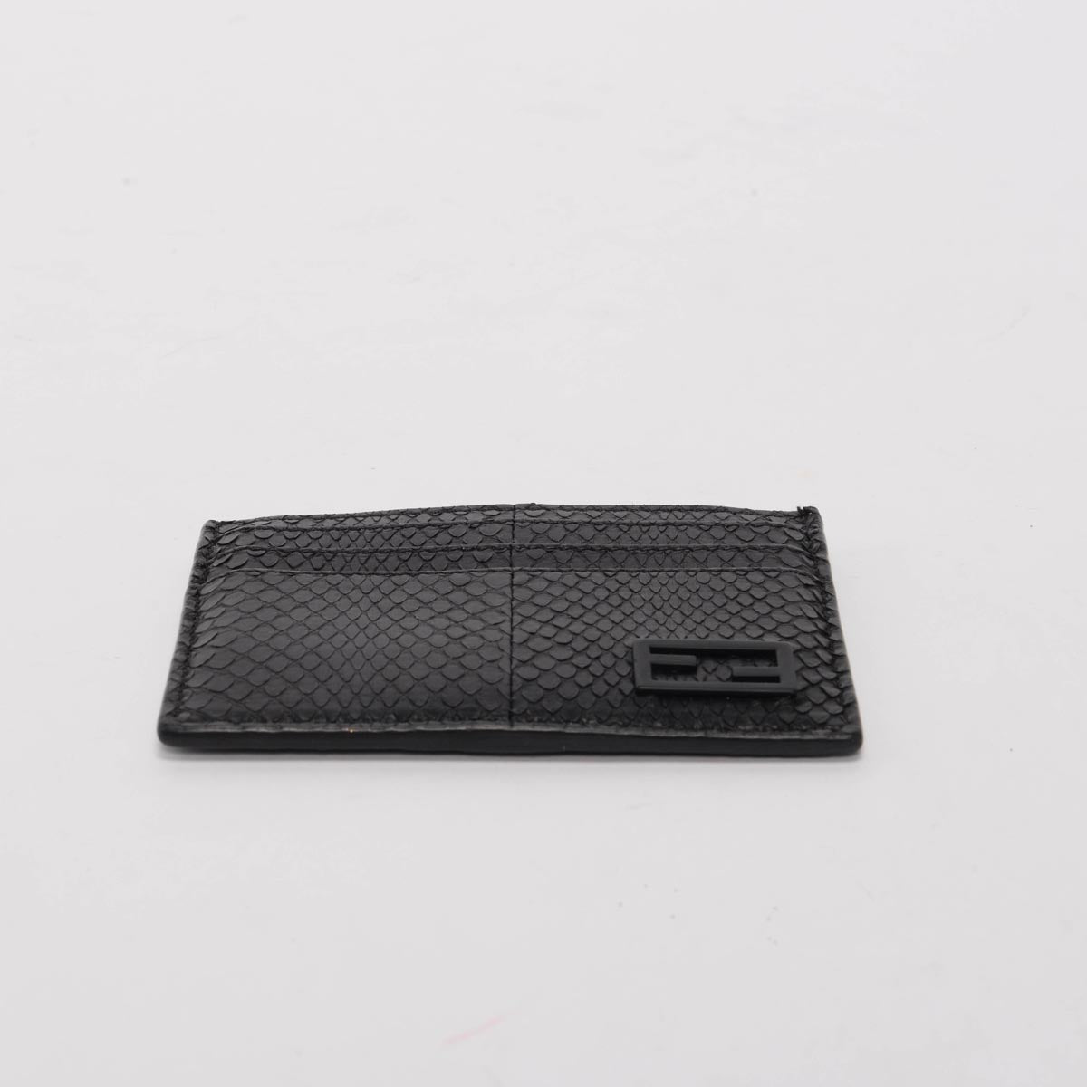Fendi Black Snakeskin FF Card Holder