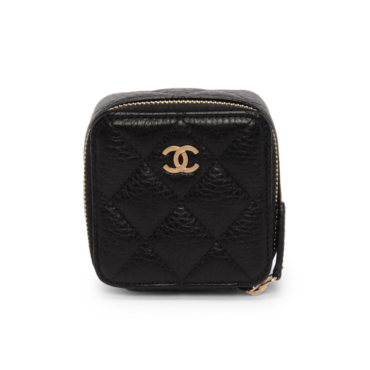 Chanel Black Quilted Caviar Travel Jewellery Case