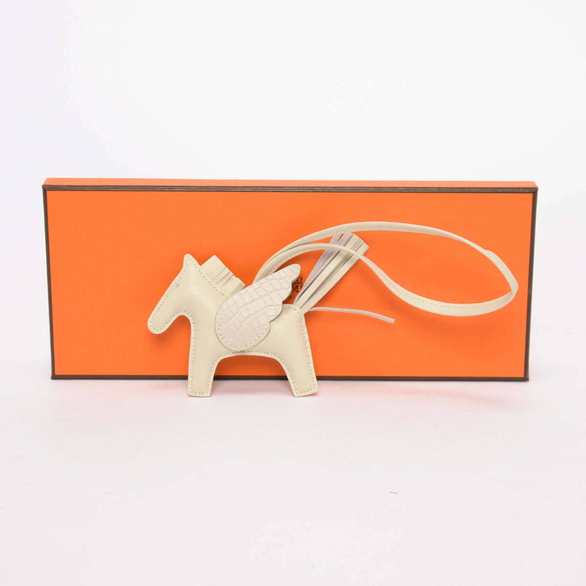 Hermes Craie Lambskin & Alligator Rodeo Pegase PM Bag Charm
