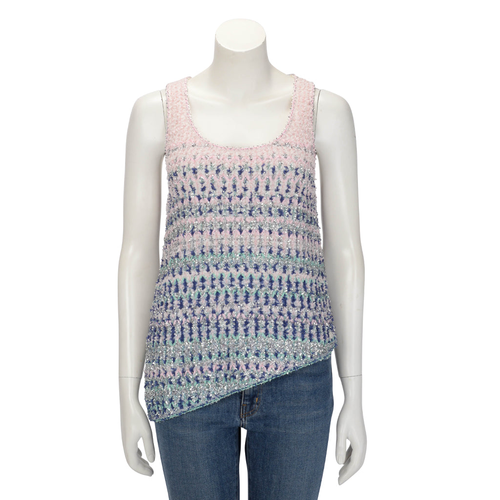 Chanel Pastel Tweed Asymmetric Top FR 34