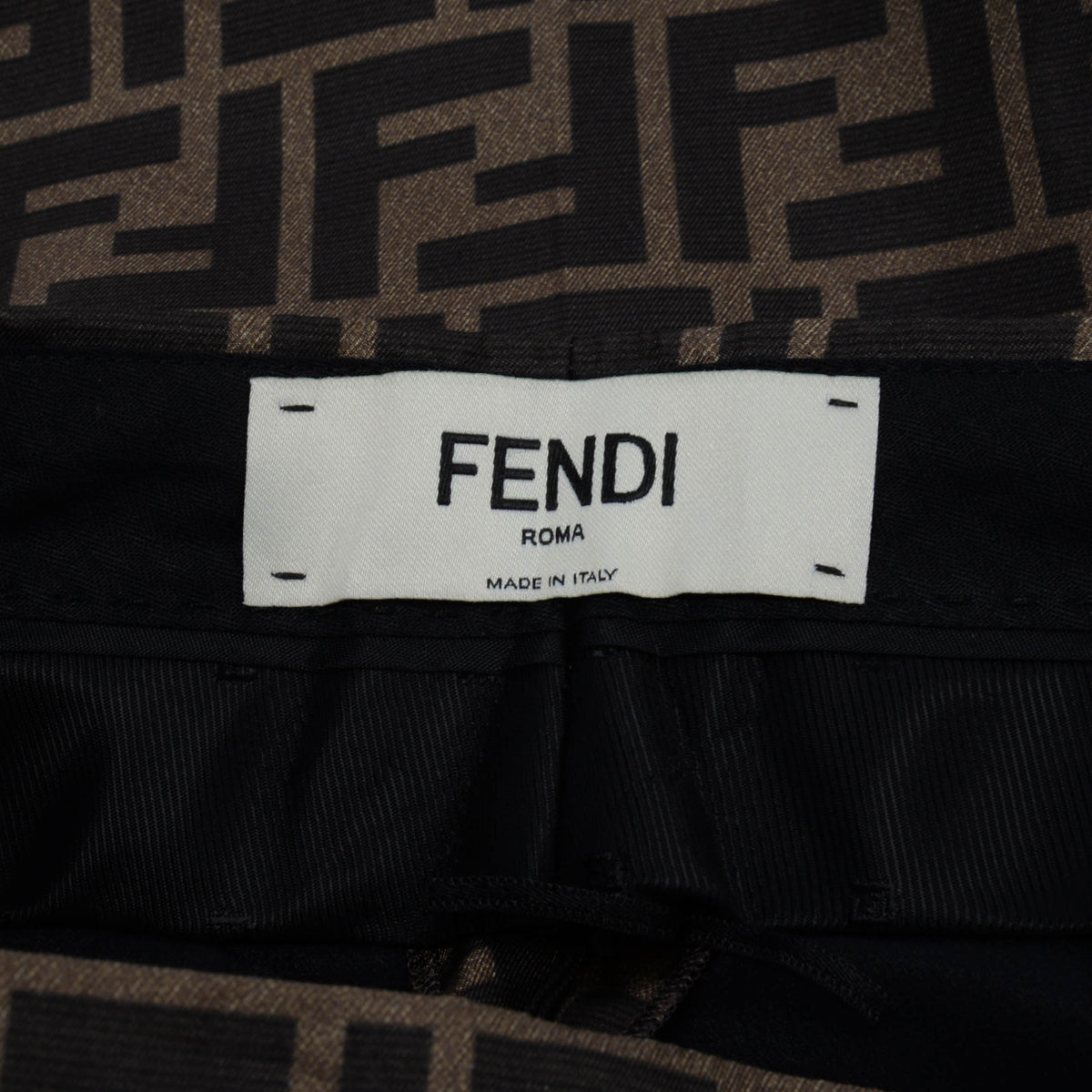 Fendi Tobacco Silk FF Monogram Pleated Pants IT 36