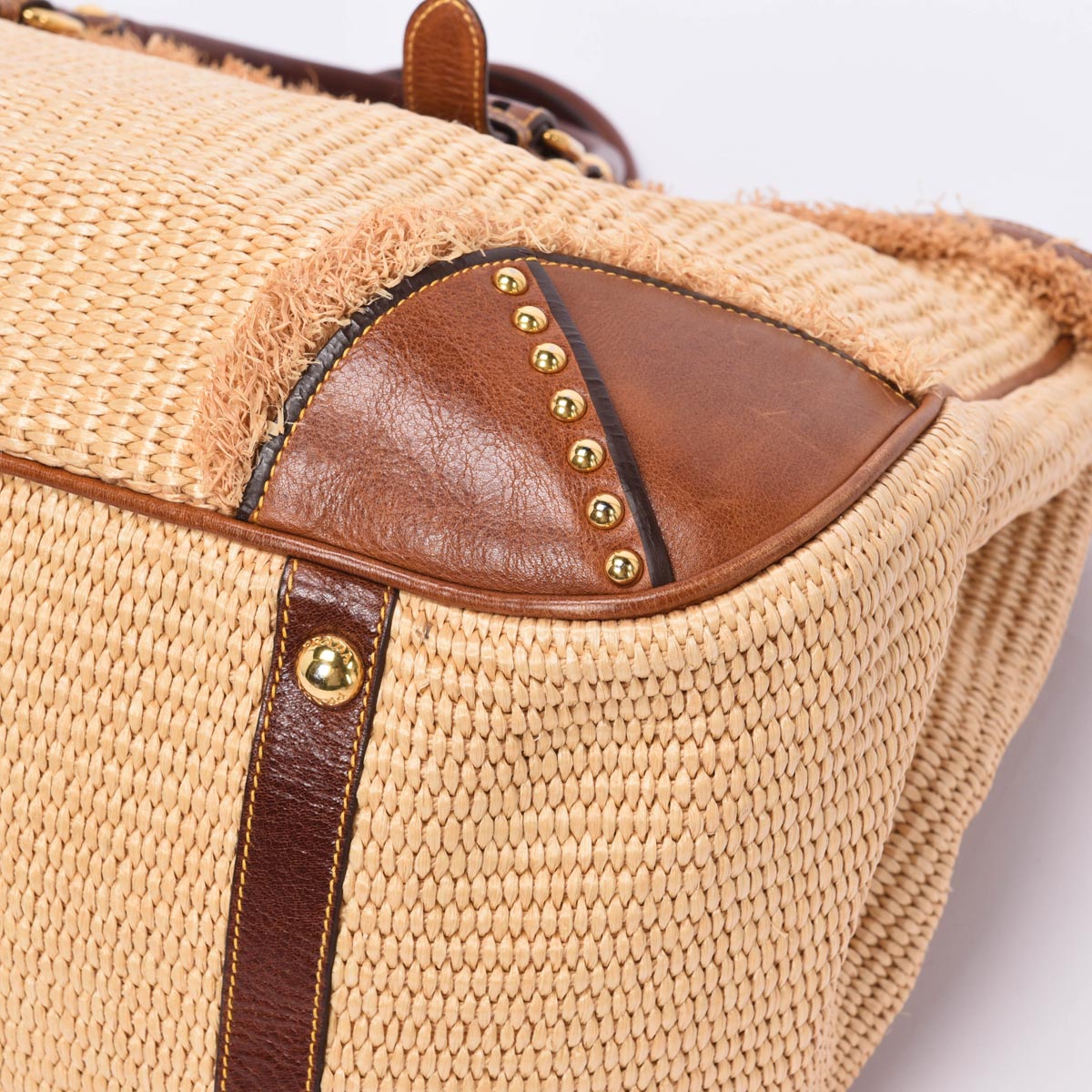 Prada Brown Raffia & Leather Large Tote