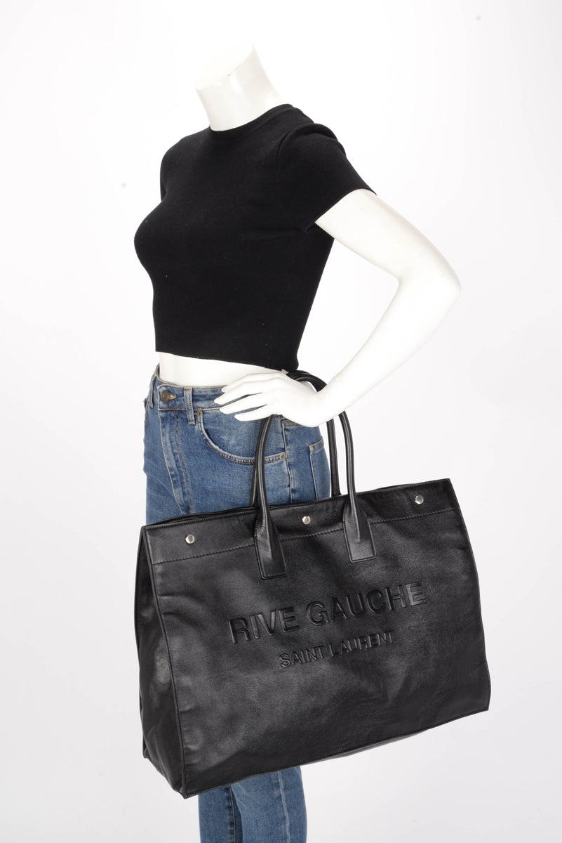 Saint Laurent Black Smooth Calfskin Rive Gauche Tote