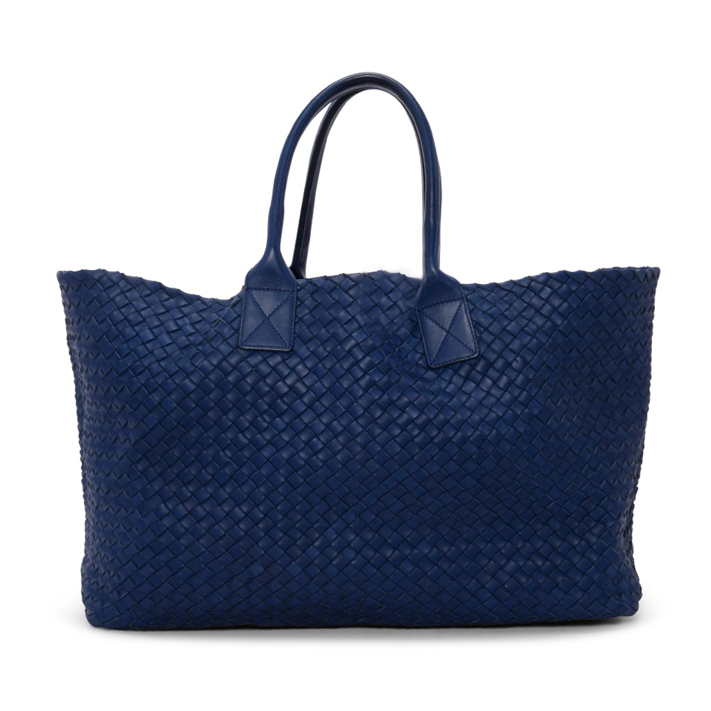Bottega Veneta Cobalt Intrecciato Leather Large Cabat Tote